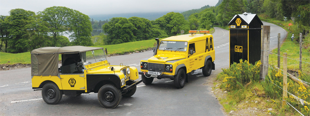 Current AA 90 and original Series I by Box 504 in Ardgay on the A591 Bonar Bridge to Tarlogie